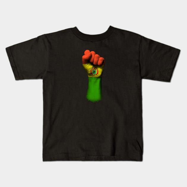 Flag of Bolivia on a Raised Clenched Fist Kids T-Shirt by jeffbartels